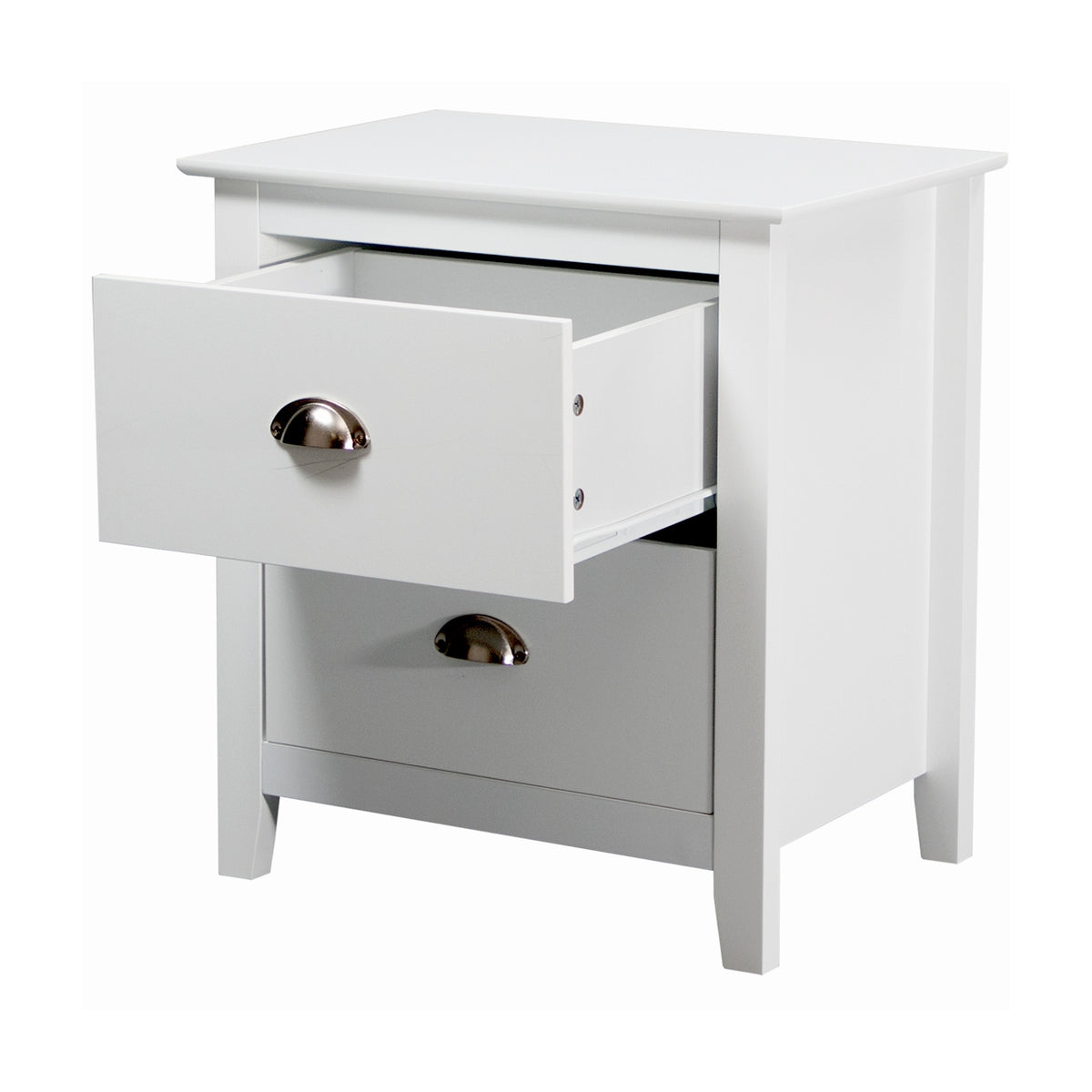 Costway 2 Drawers Bedside Table Nightstand Side End Bedroom Storage Cabinet White
