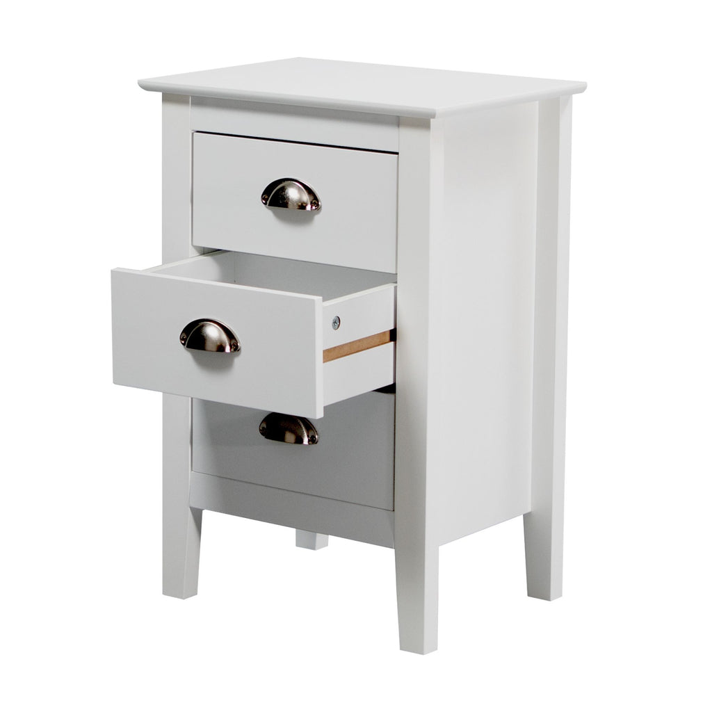 Costway 3 Drawers Bedside Table Nightstand Side End Bedroom Storage Cabinet White