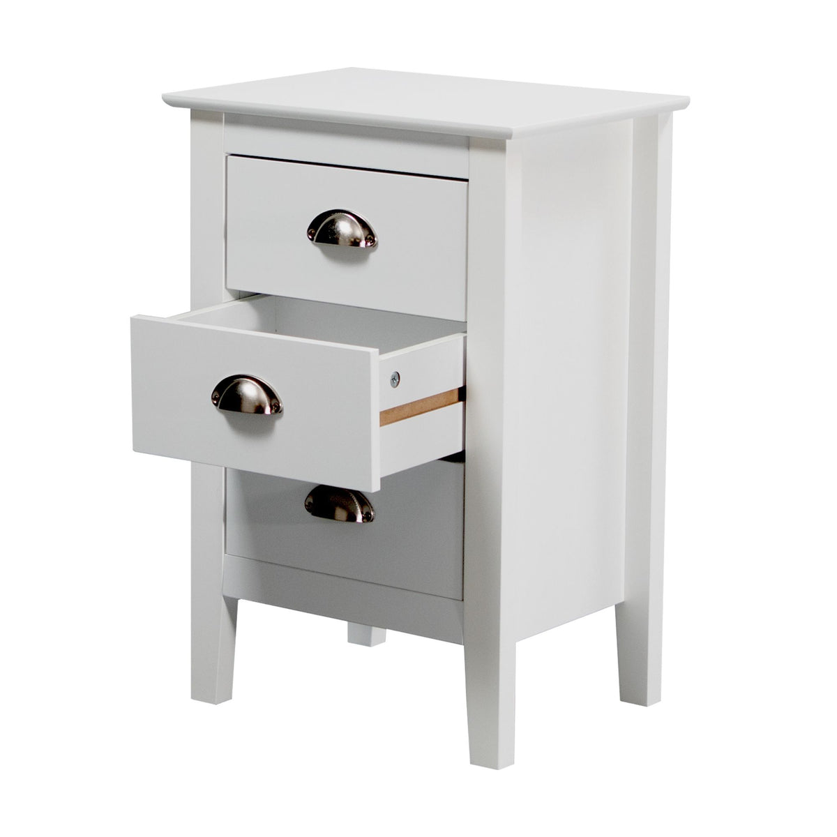 Costway 3 Drawers Bedside Table Nightstand Side End Bedroom Storage Cabinet White