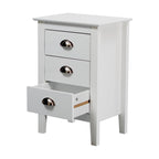 Costway 3 Drawers Bedside Table Nightstand Side End Bedroom Storage Cabinet White
