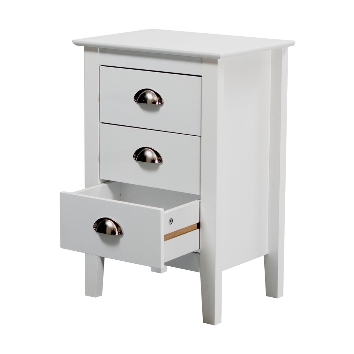 Costway 3 Drawers Bedside Table Nightstand Side End Bedroom Storage Cabinet White