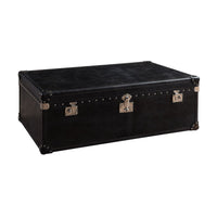 Cuba 122cm Leather Coffee Table with Storage Trunk Black