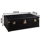 Cuba 122cm Leather Coffee Table with Storage Trunk Black