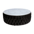 Cuba 126cm Round Leather Coffee Table Black