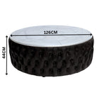 Cuba 126cm Round Leather Coffee Table Black