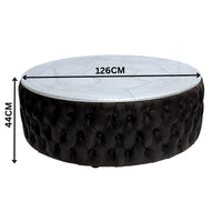 Cuba 126cm Round Leather Coffee Table Black
