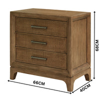 Cypress Bedside Table 3 Drawer Natural 