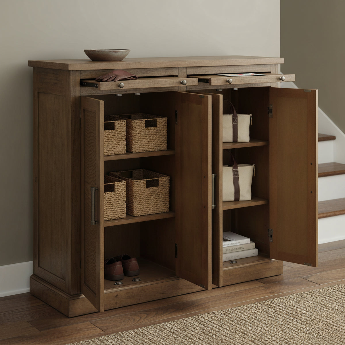 Cypress Storage Cabinet 4 Doors Natural