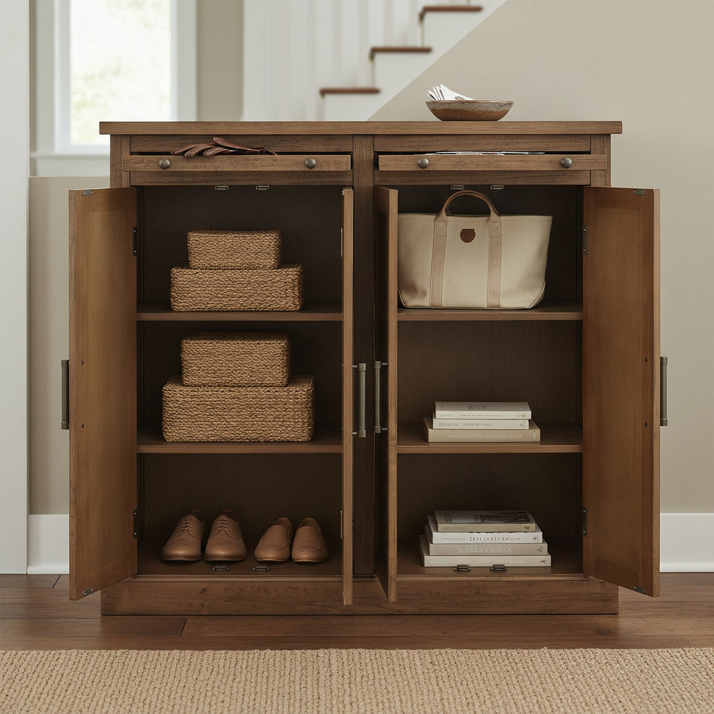 Cypress Storage Cabinet 4 Doors Natural