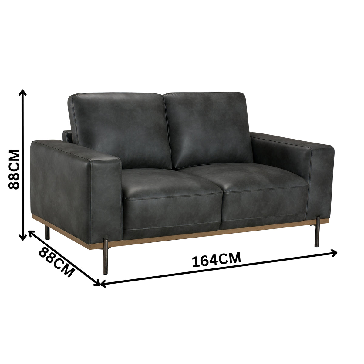 Dallas 2 Seater PU Leather Sofa Lounge Black