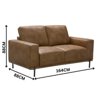 Dallas 2 Seater PU Leather Sofa Lounge Brown