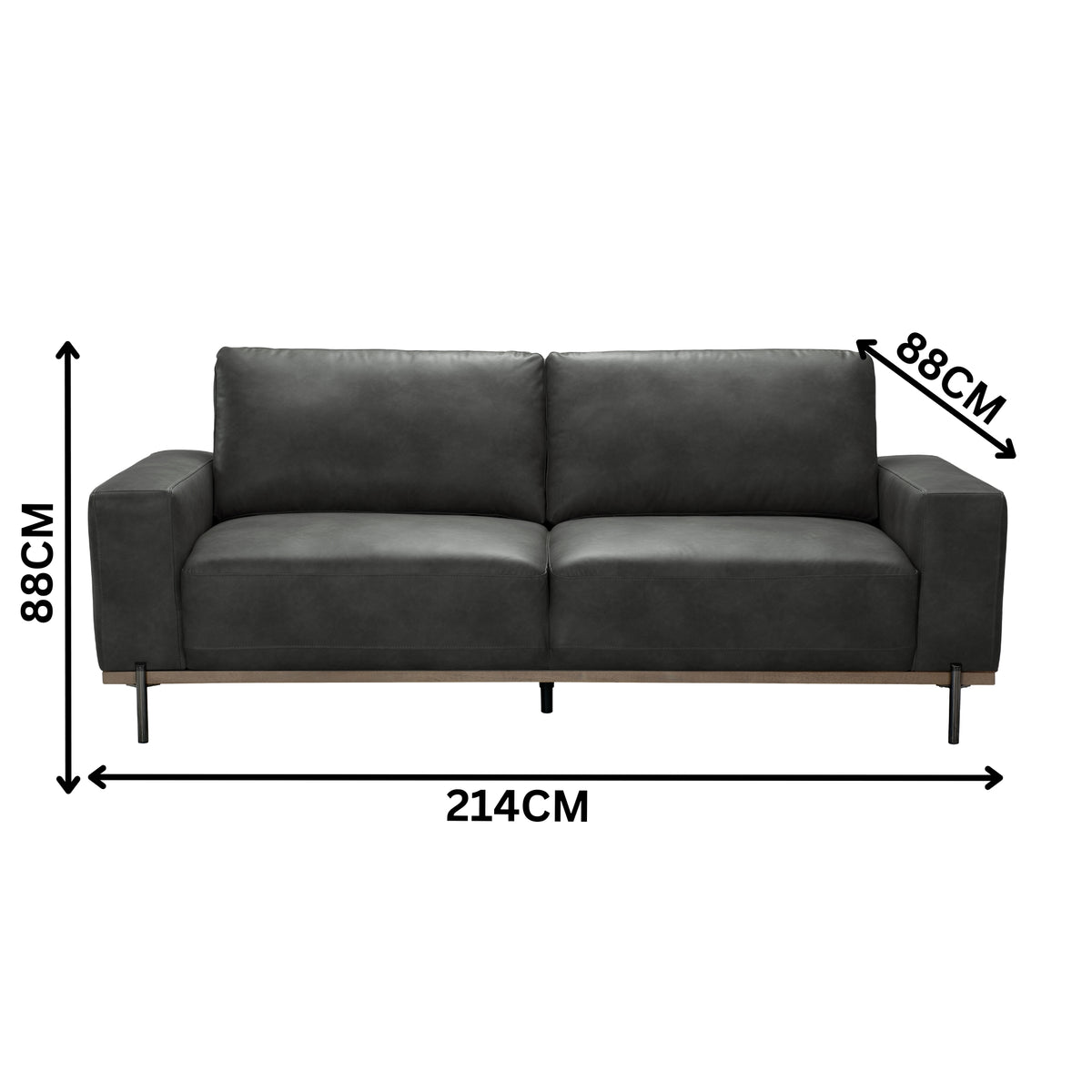 Dallas 3 Seater PU Leather Sofa Lounge Black