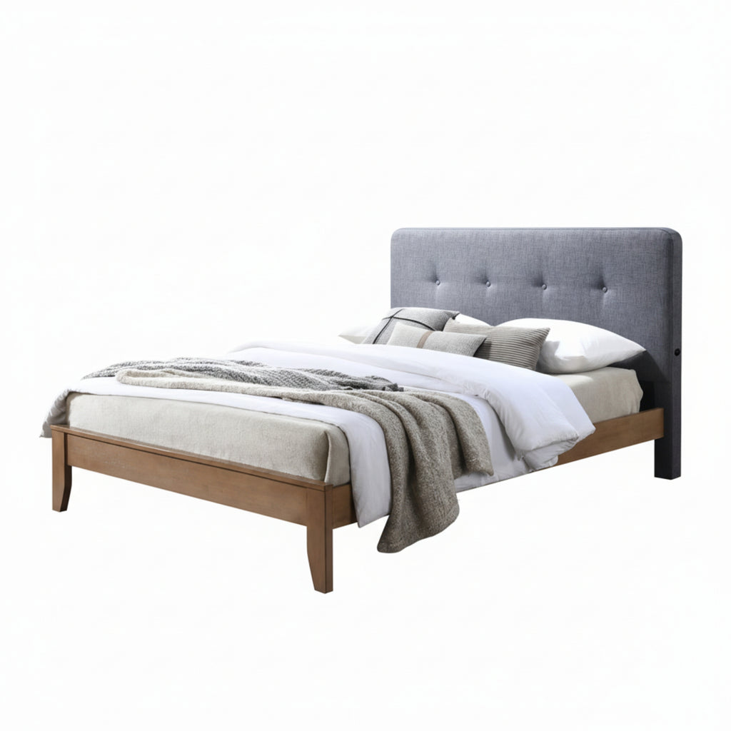 Dallas Double Bed Frame with USB Port Headboard Dark Grey