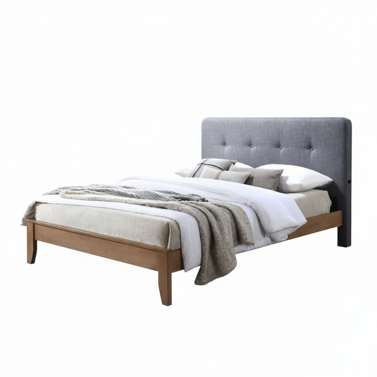 Dallas Double Bed Frame with USB Port Headboard Dark Grey