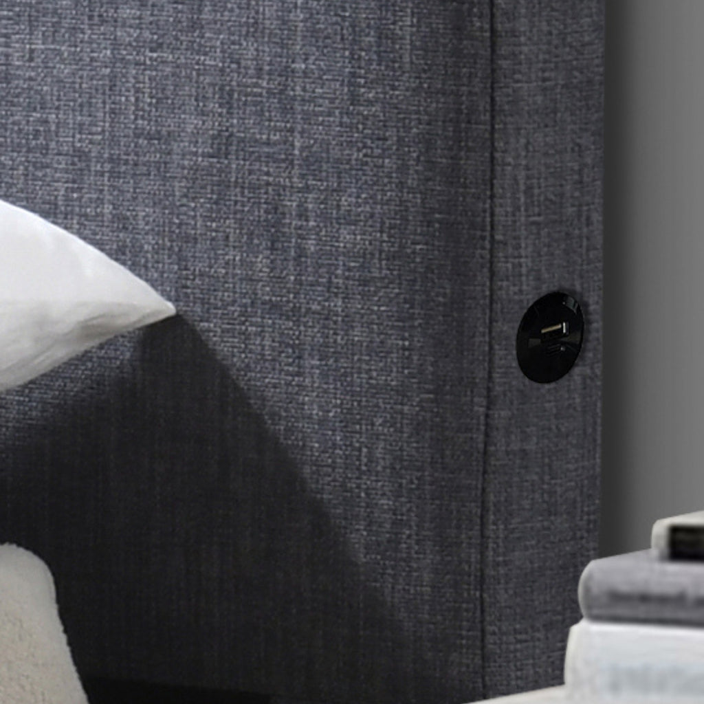 Dallas Double Bed Frame with USB Port Headboard Dark Grey