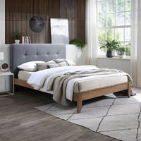 Dallas Queen Bed Frame with USB Port Headboard Dark Grey