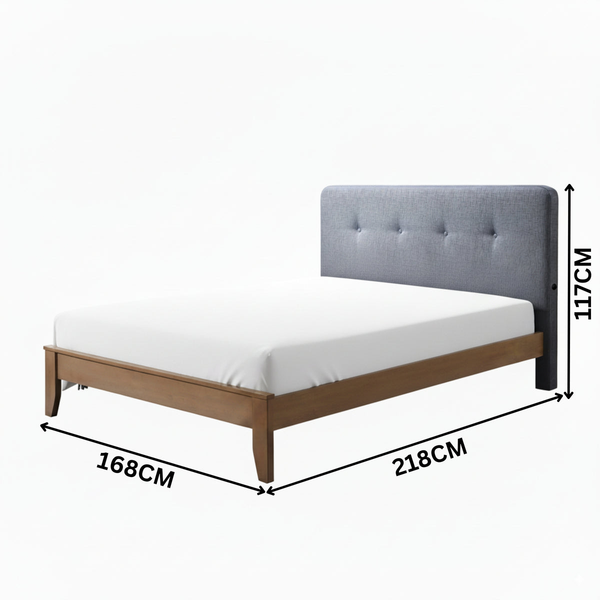 Dallas Queen Bed Frame with USB Port Headboard Dark Grey