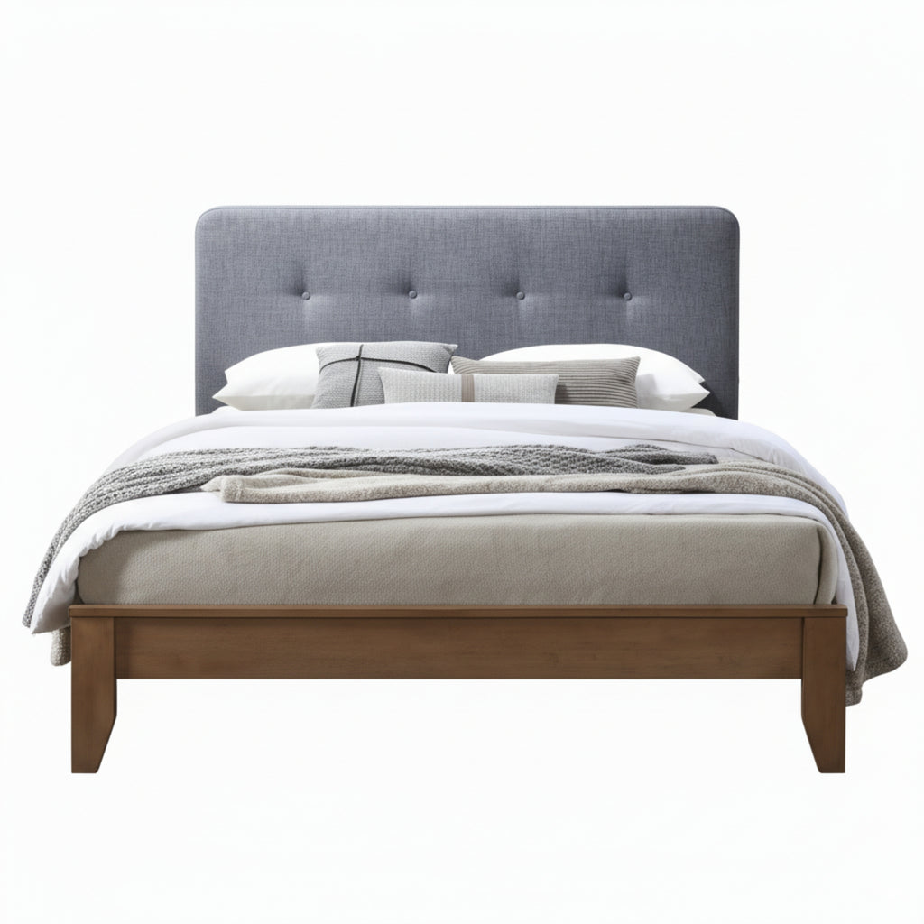 Dallas Queen Bed Frame with USB Port Headboard Dark Grey