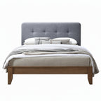 Dallas Queen Bed Frame with USB Port Headboard Dark Grey