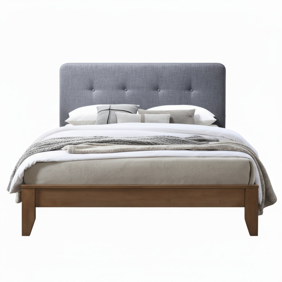 Dallas Queen Bed Frame with USB Port Headboard Dark Grey