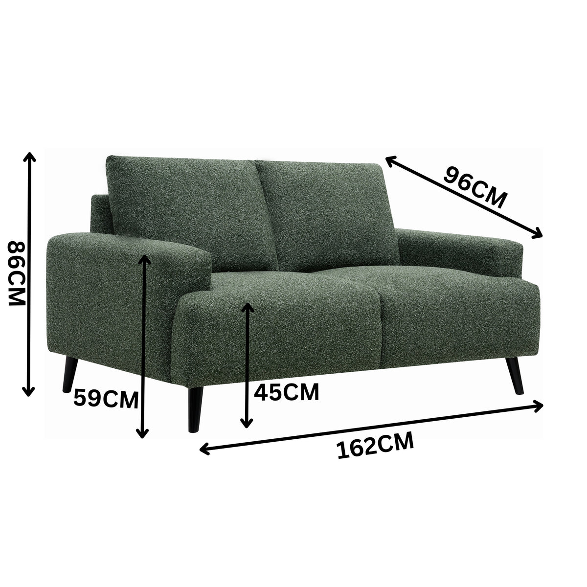 Dane Tribute 2 Seater Fabric Sofa Green