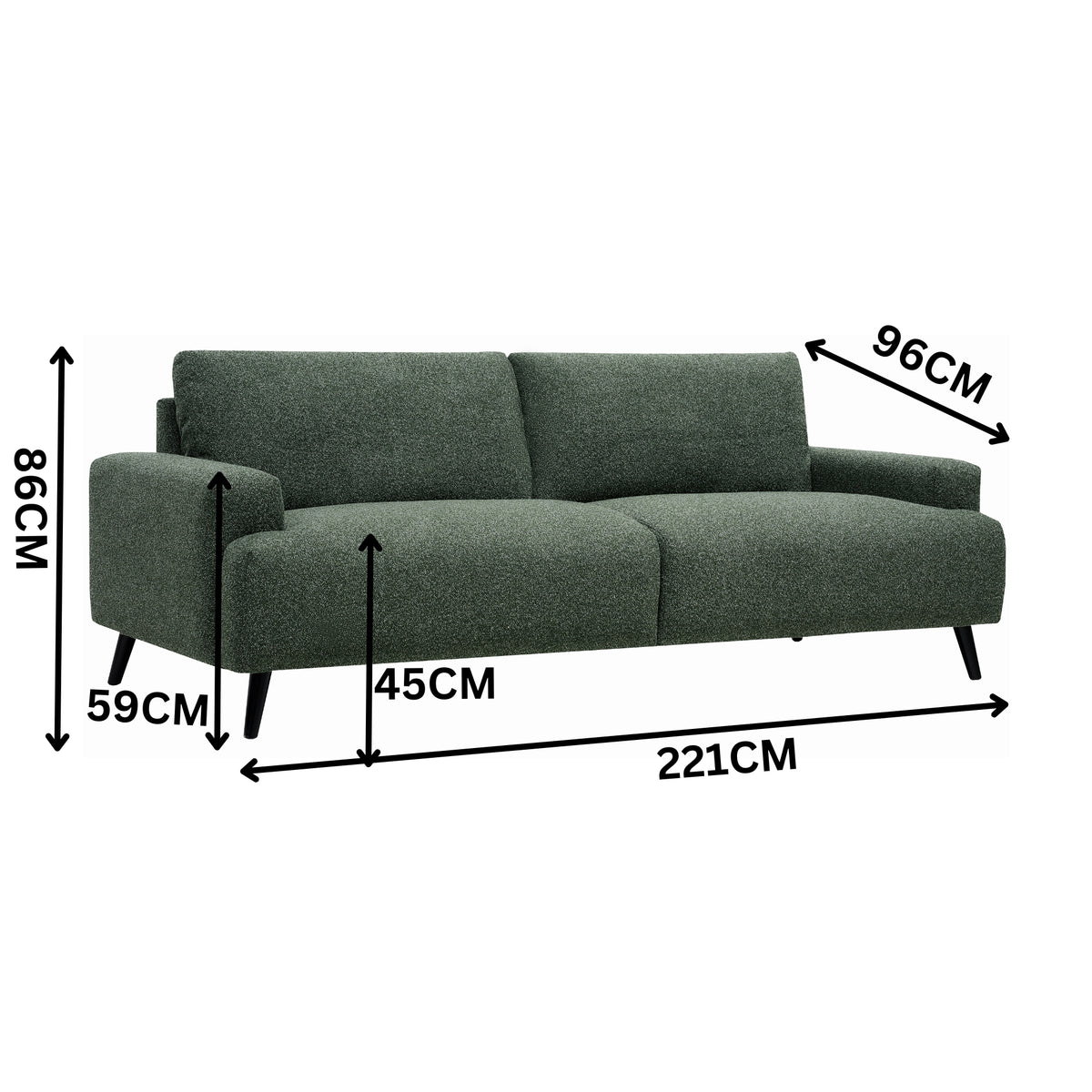 Dane Tribute 3 Seater Fabric Sofa Green
