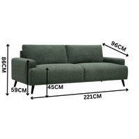 Dane Tribute 3 Seater Fabric Sofa Green