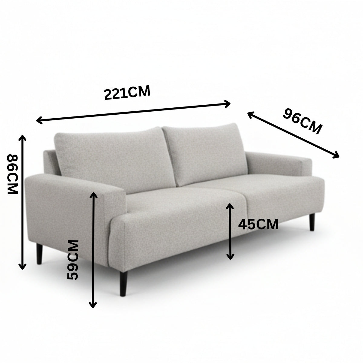Dane Tribute 3 Seater Fabric Sofa Silver Grey