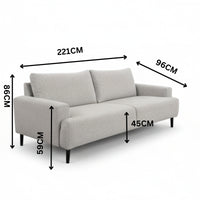 Dane Tribute 3 Seater Fabric Sofa Silver Grey