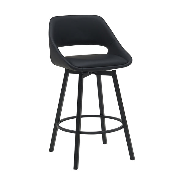 Danube Bar Stool Dining Chair PU Leather Black