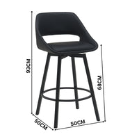 Danube Bar Stool Dining Chair PU Leather Black