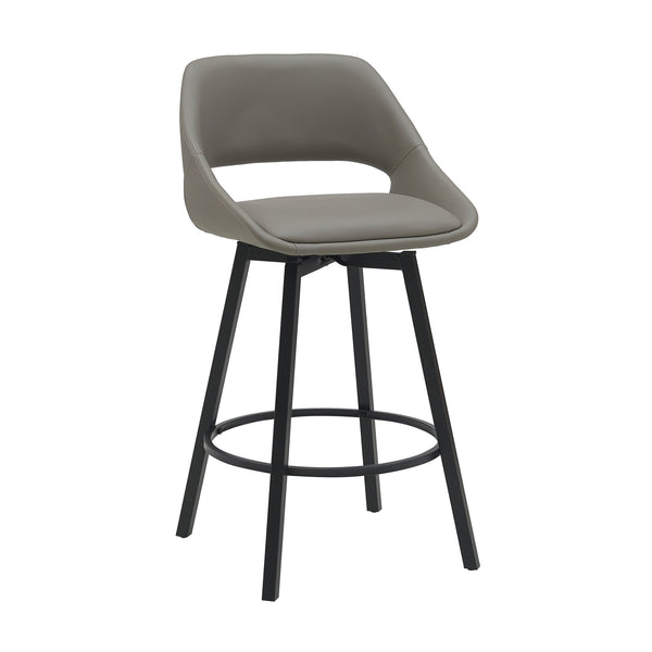 Danube Bar Stool Dining Chair PU Leather Light Grey