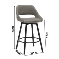Danube Bar Stool Dining Chair PU Leather Light Grey