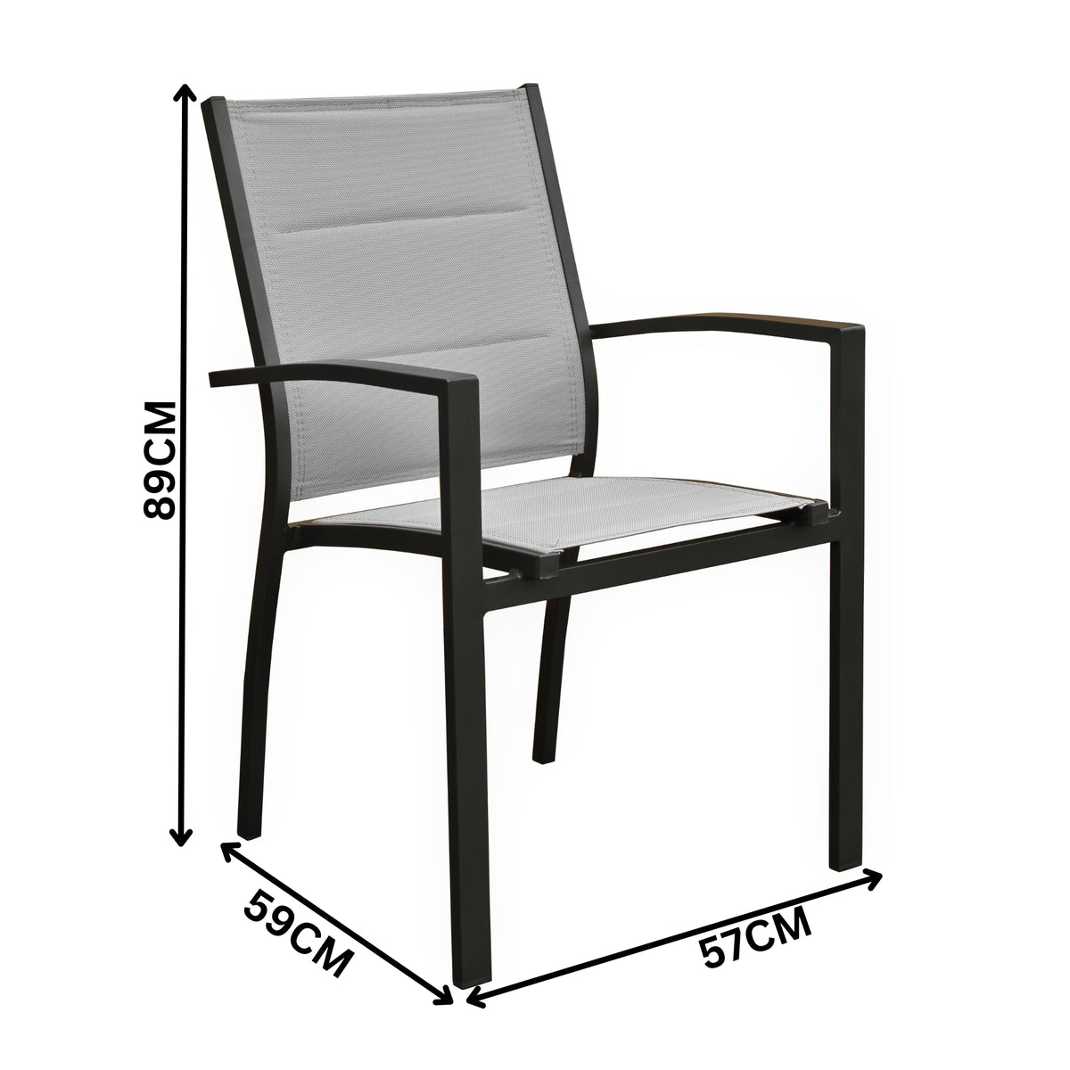 Danum 9pc Set Outdoor Dining Set 200cm Aluminium Table 8 Chair Charcoal Grey