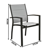 Danum 9pc Set Outdoor Dining Set 200cm Aluminium Table 8 Chair Charcoal Grey