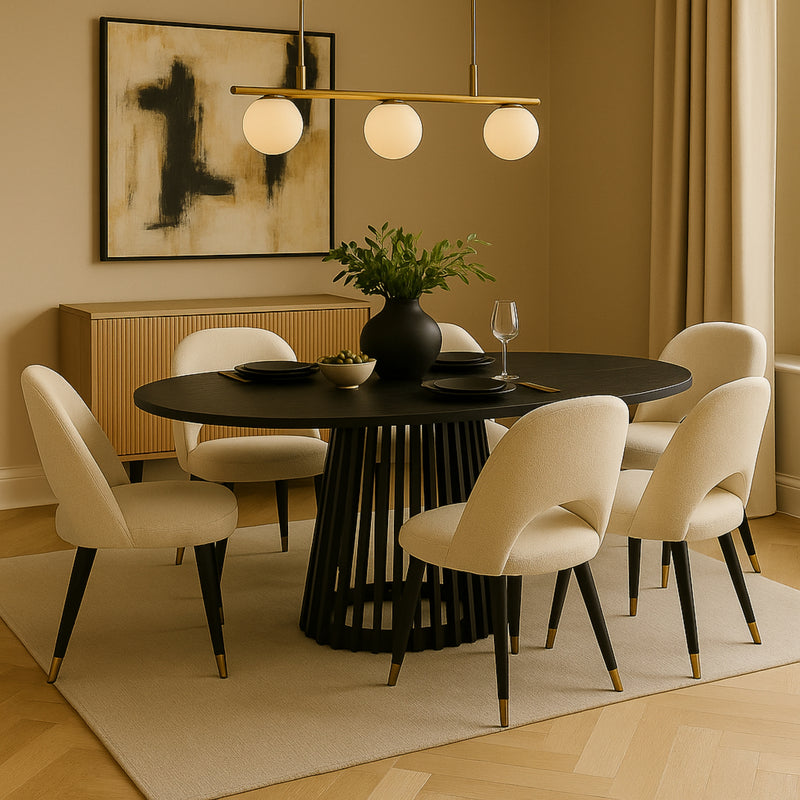 Dayton Torento 120cm Round Dining Table Timber Frame Black