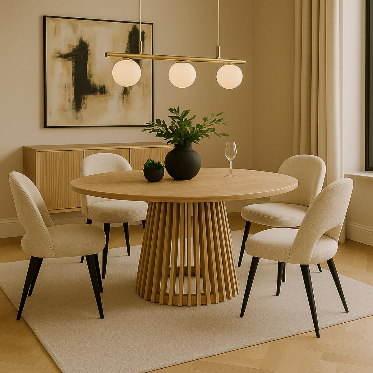 Dayton Torento 120cm Round Dining Table Timber Frame Natural