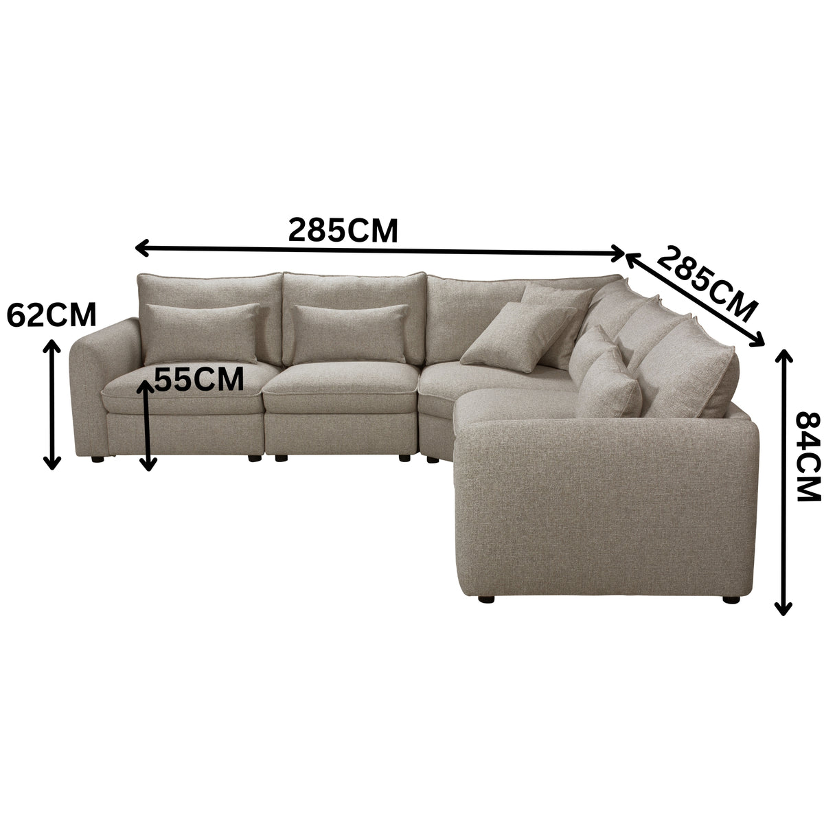 Debbie 5 Seater Modular Corner Fabric Sofa Lounge Beige