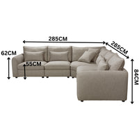 Debbie 5 Seater Modular Corner Fabric Sofa Lounge Beige