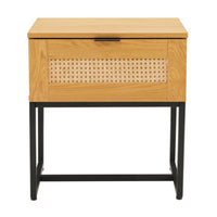 Debora 1 Drawer Bedside Table Oak, front view on a white background