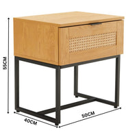 Debora 1 Drawer Bedside Table Oak — dimensions diagram