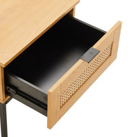 Debora 1 Drawer Bedside Table Oak, close-up of the open drawer
