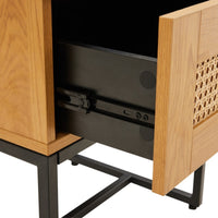 Debora 1 Drawer Bedside Table Oak, close-up of the drawer runner