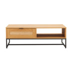 Debora 120cm Coffee Table Oak, front view on a white background