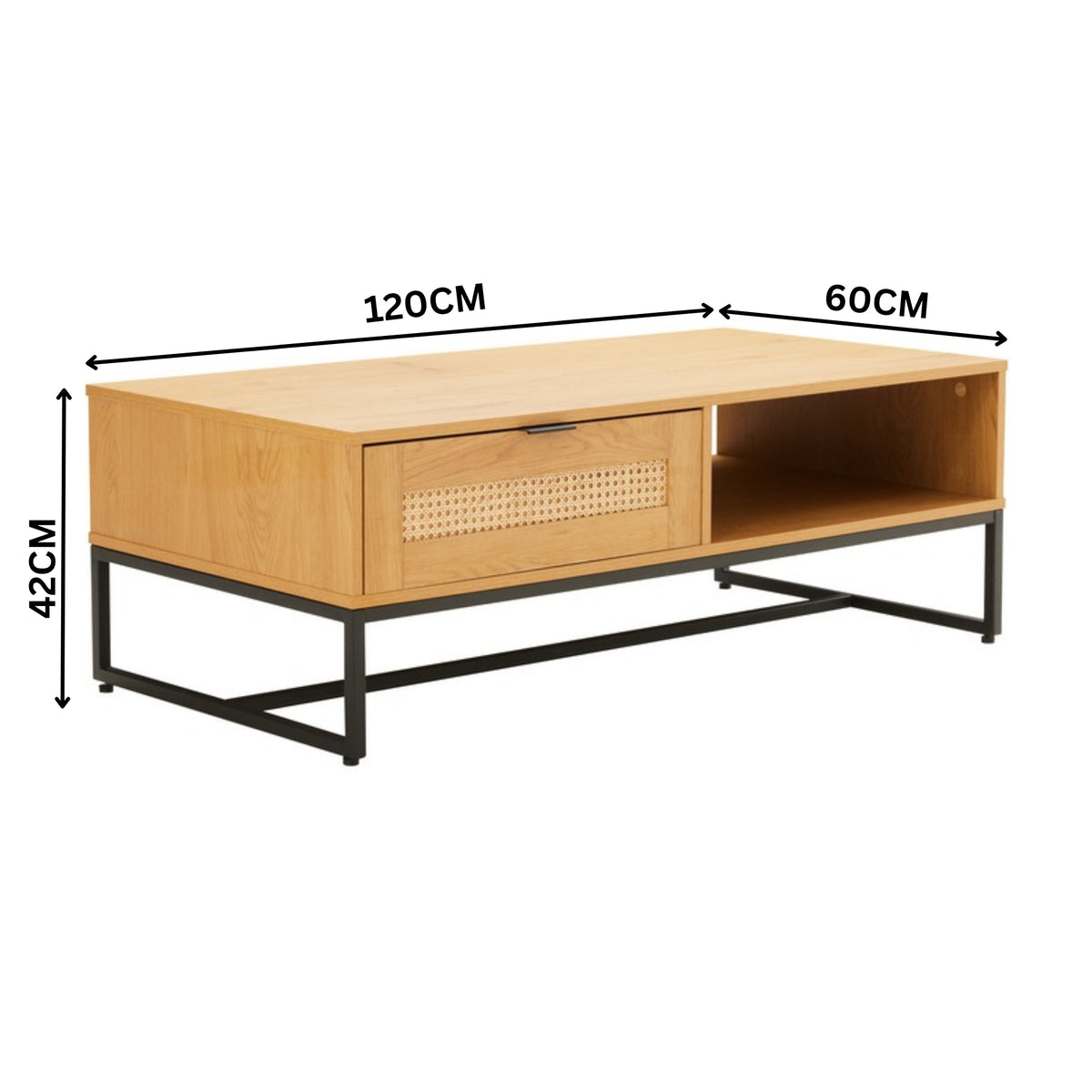 Debora 120cm Coffee Table Oak — dimensions diagram