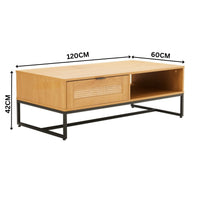 Debora 120cm Coffee Table Oak — dimensions diagram