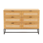 Debora 120cm Dresser Chest of 6 Drawers Oak, front view on a white background