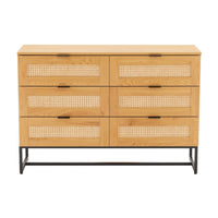 Debora 120cm Dresser Chest of 6 Drawers Oak, front view on a white background