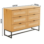 Debora 120cm Dresser Chest of 6 Drawers Oak — dimensions diagram