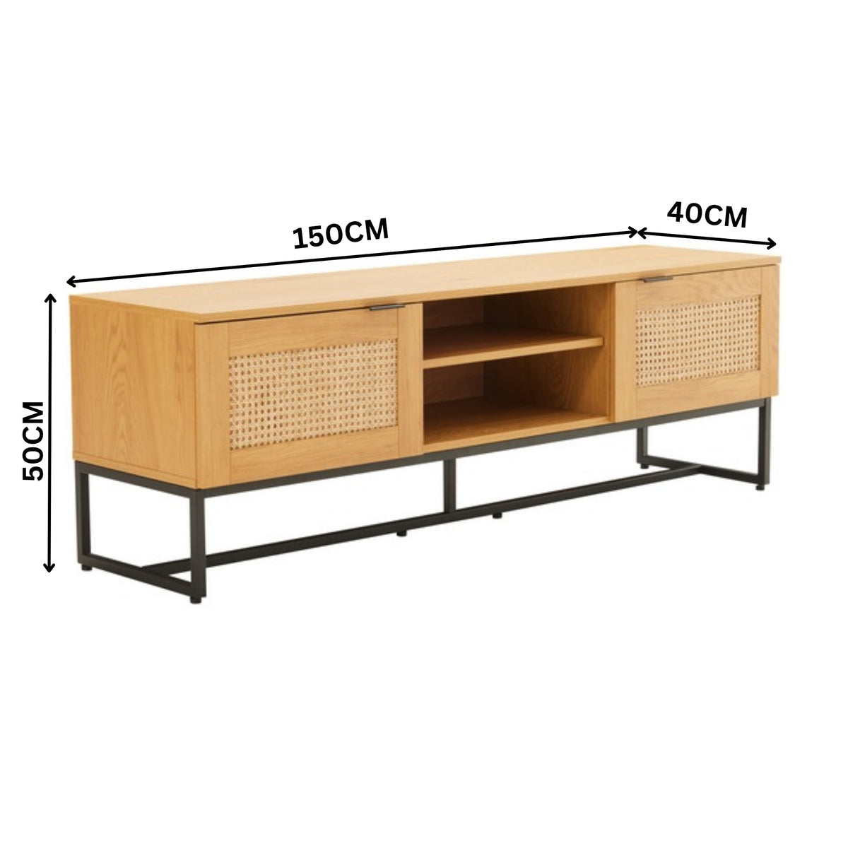 Debora 150cm ETU Entertainment TV Unit Oak — dimensions diagram